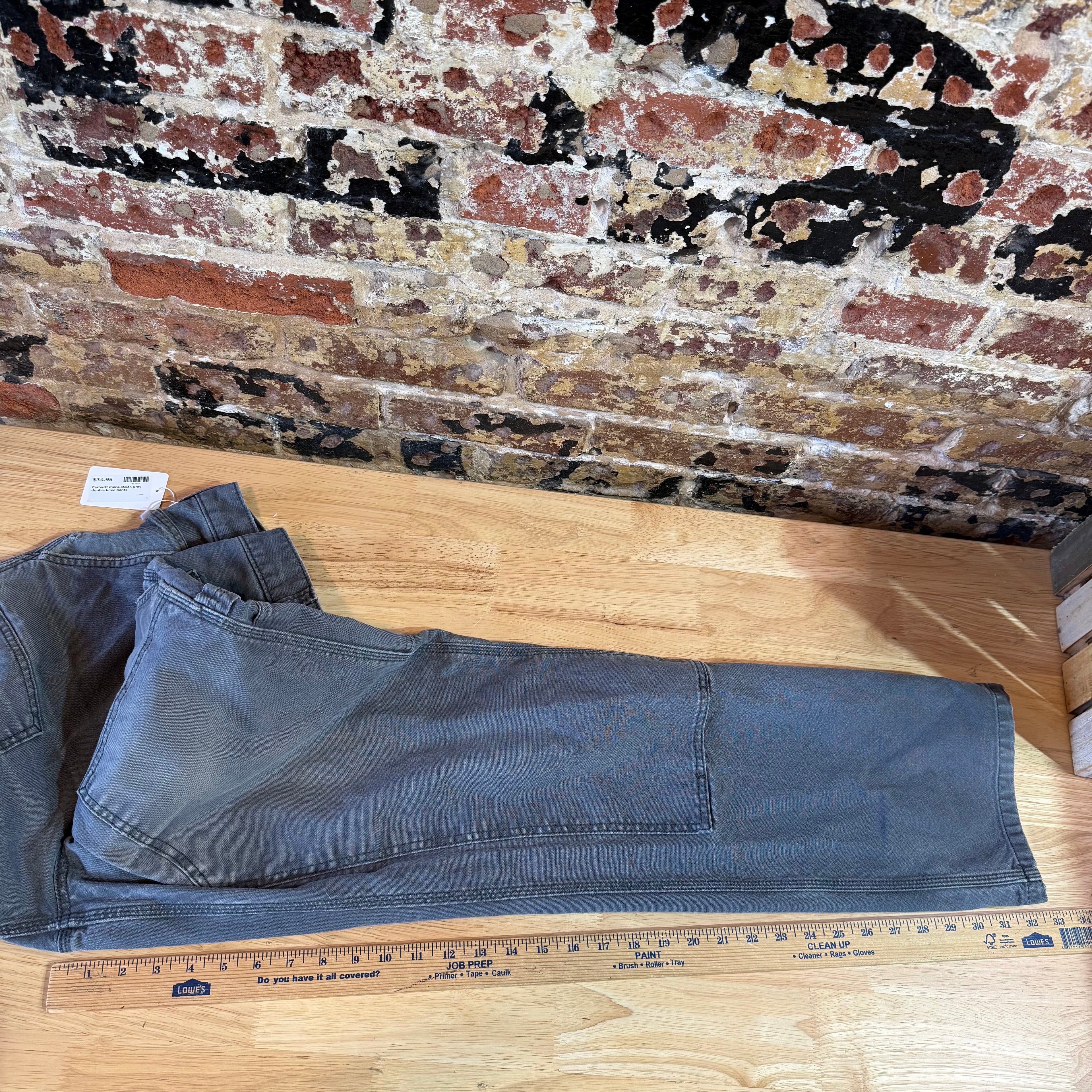 Carhartt Double Knee Gray Pants Mens 36x34
