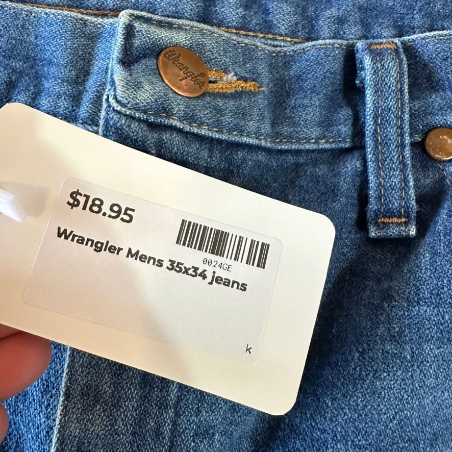 Wrangler Blue Jeans 35x34 western rodeo 936pwd cowboy cut slim fit