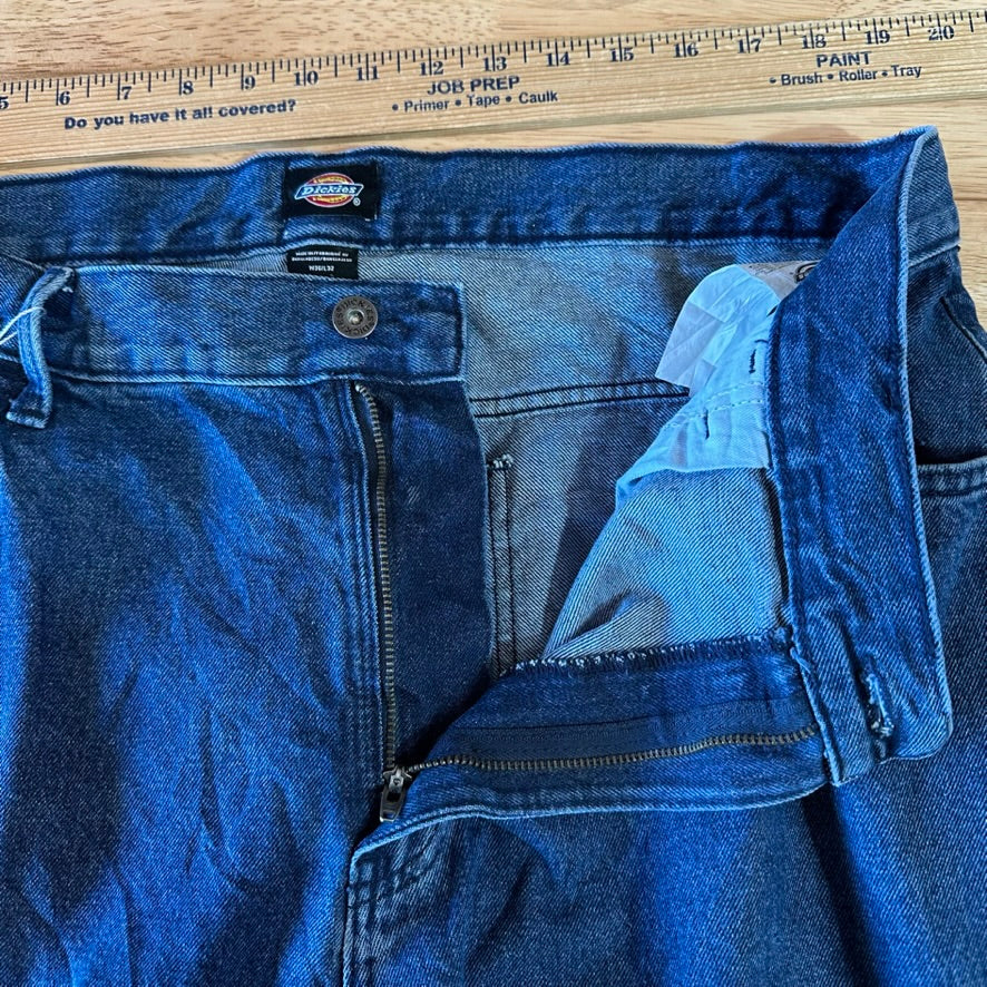 Dickies Mens Double Knee Blue Denim Jeans Utility Pants Grunge Work 36x32