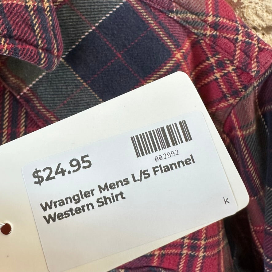 Wrangler Flannel Mens Medium Western Shirt