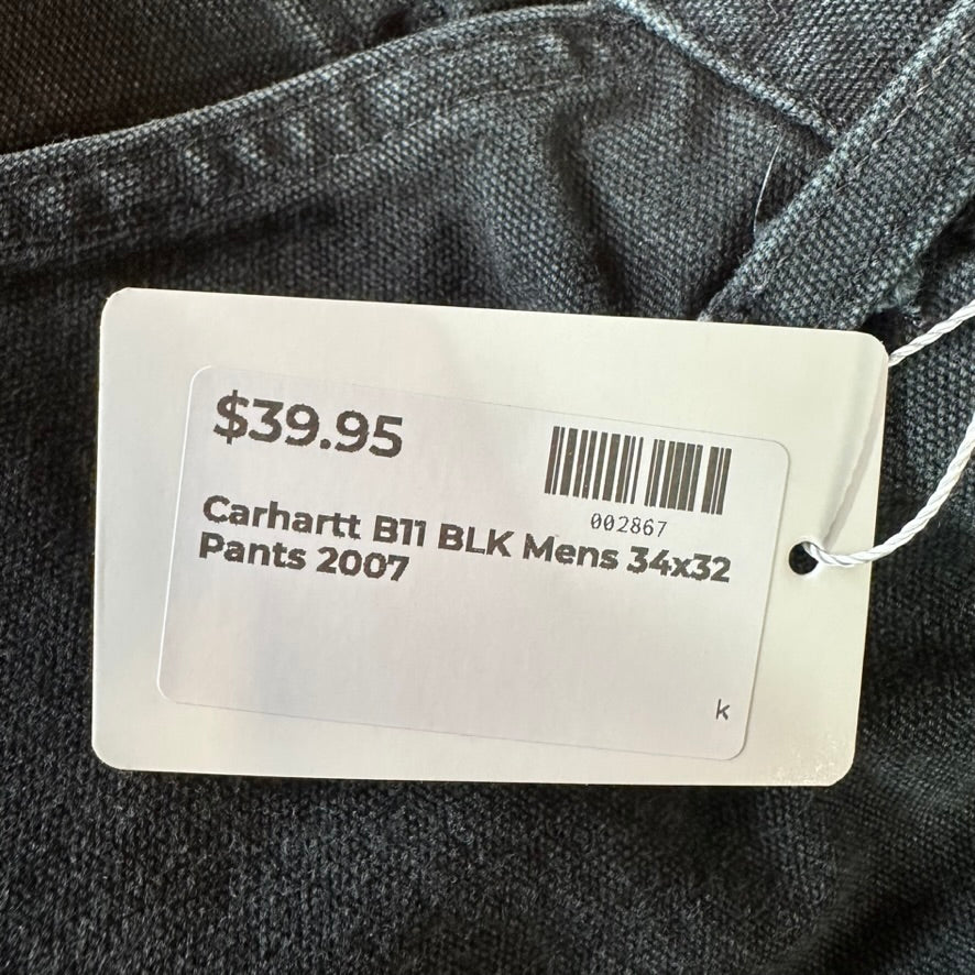 Carhartt B11 BLK Mens 34x32 Black Pants