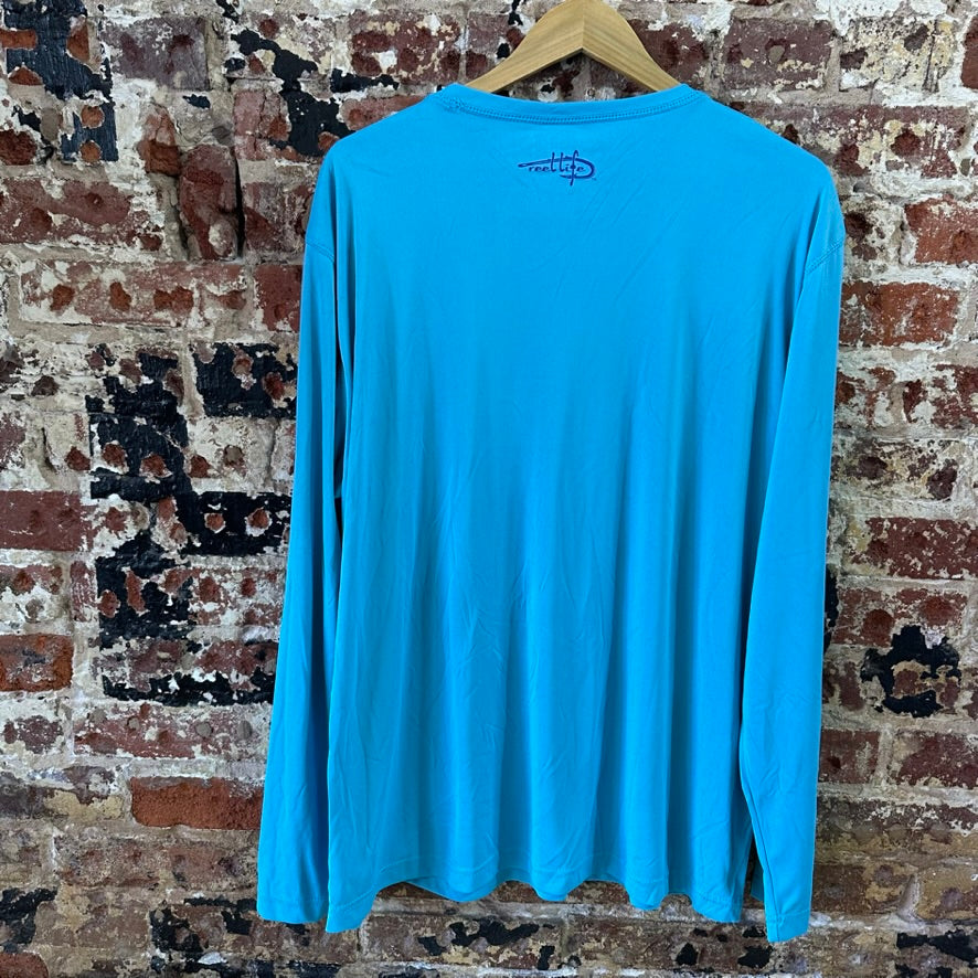Reel Life Long Sleeve Shirt Men's Size XL Blue Water Fishing Sun short UV