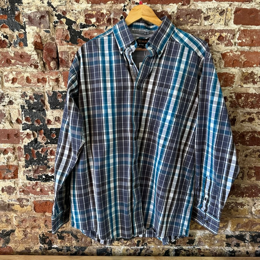 Ariat Pro Shirt Mens Large Button Down plaid Western Cowboy Rodeo long sleeve