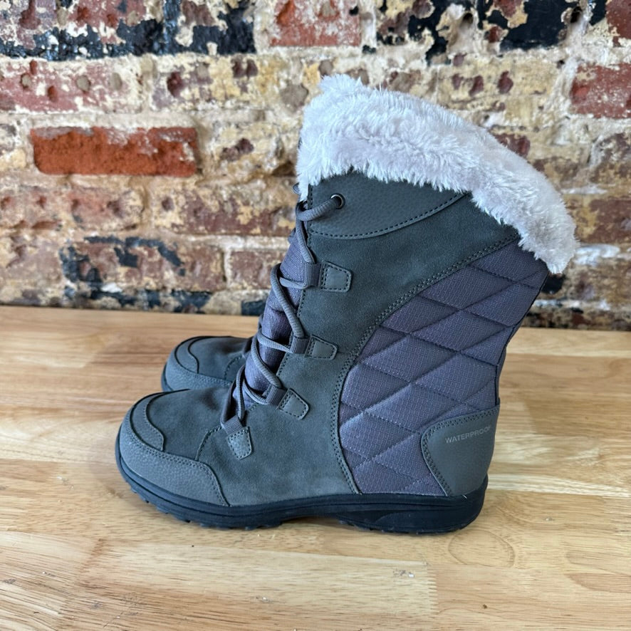 Columbia Boots Womens Size 8.5 Gray Snow Ice Maiden II Waterproof