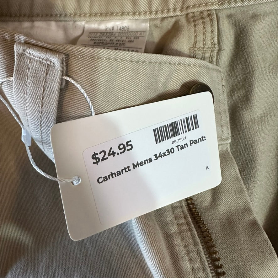 Carhartt Mens 34x30 Tan Pants