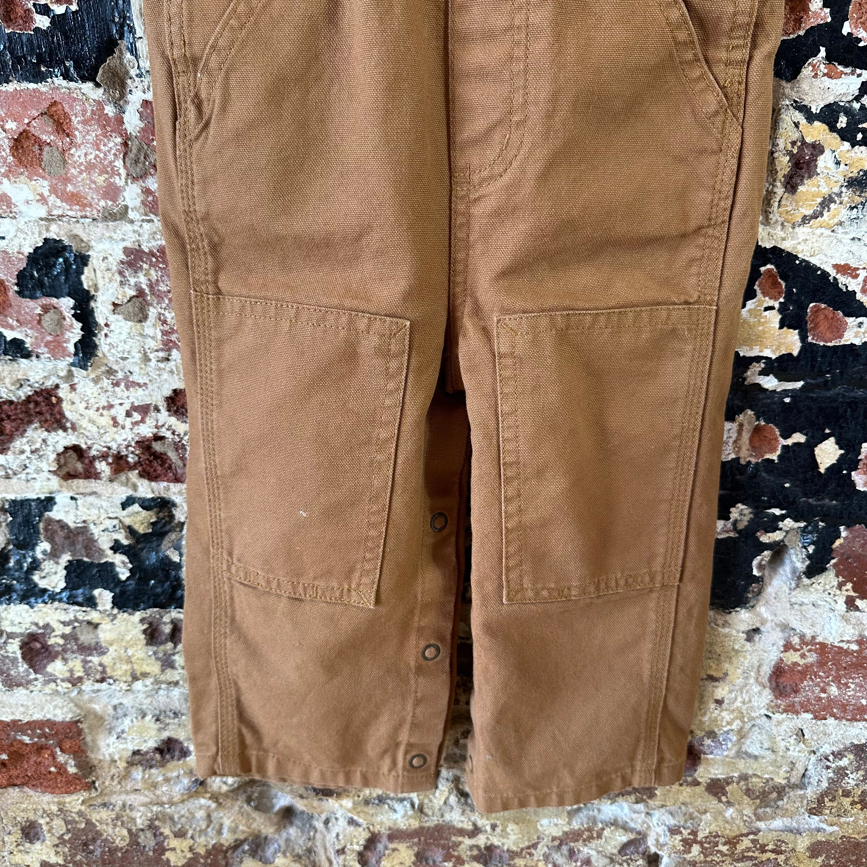 Carhartt Brown Overall Bibs Kids 18M Farm Work Toddlers double knee