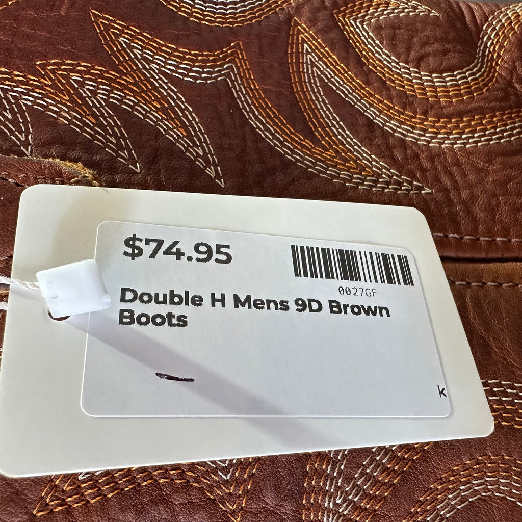 Double H Brown Leather Western Cowboy Boots Mens 9D