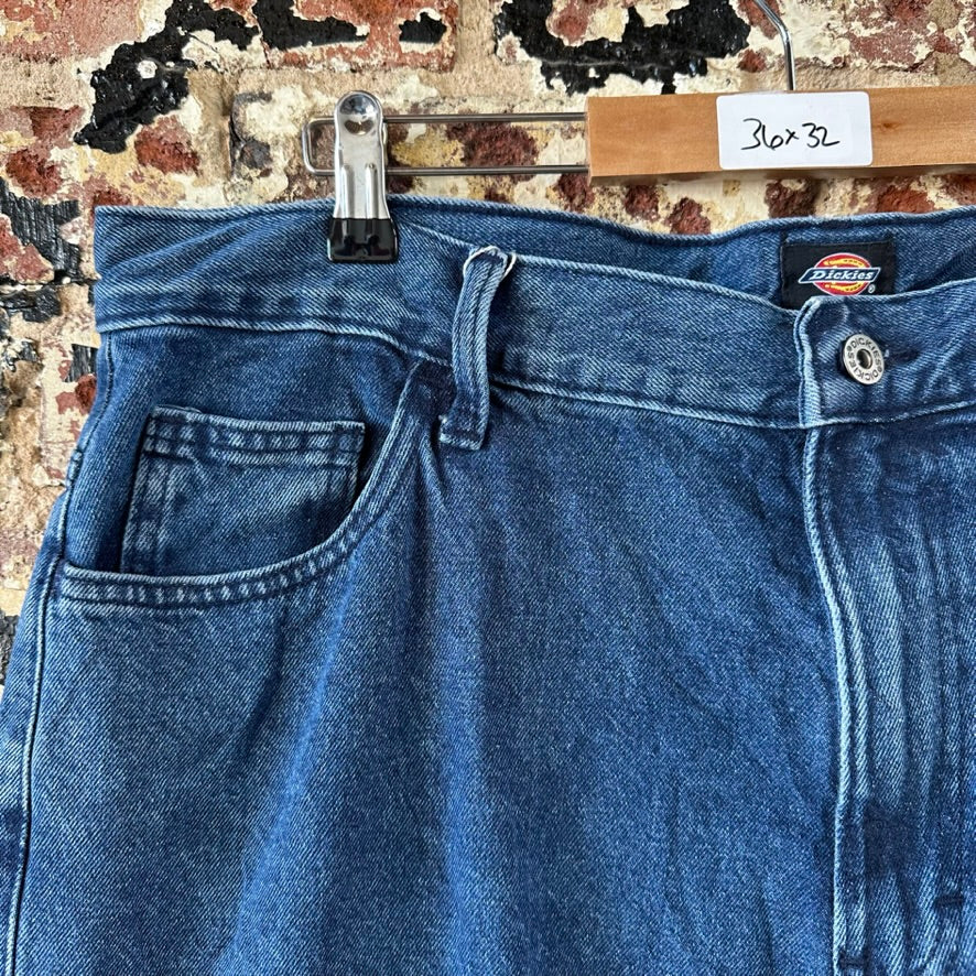 Dickies Mens Double Knee Blue Denim Jeans Utility Pants Grunge Work 36x32
