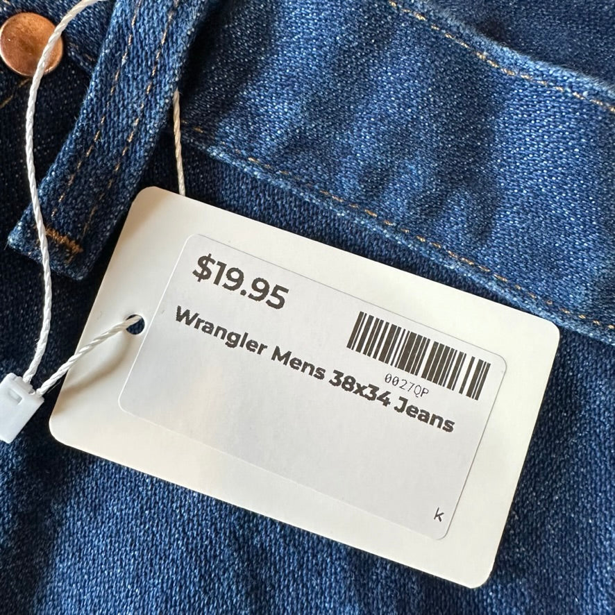 Wrangler Mens 38x34 Blue Jeans