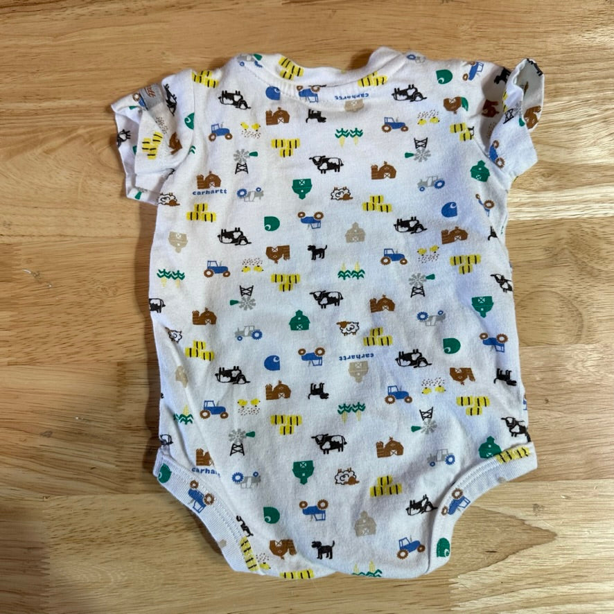 Carhartt Short Sleeve White Bodysuit one piece Cotton Boys 3M Trucks