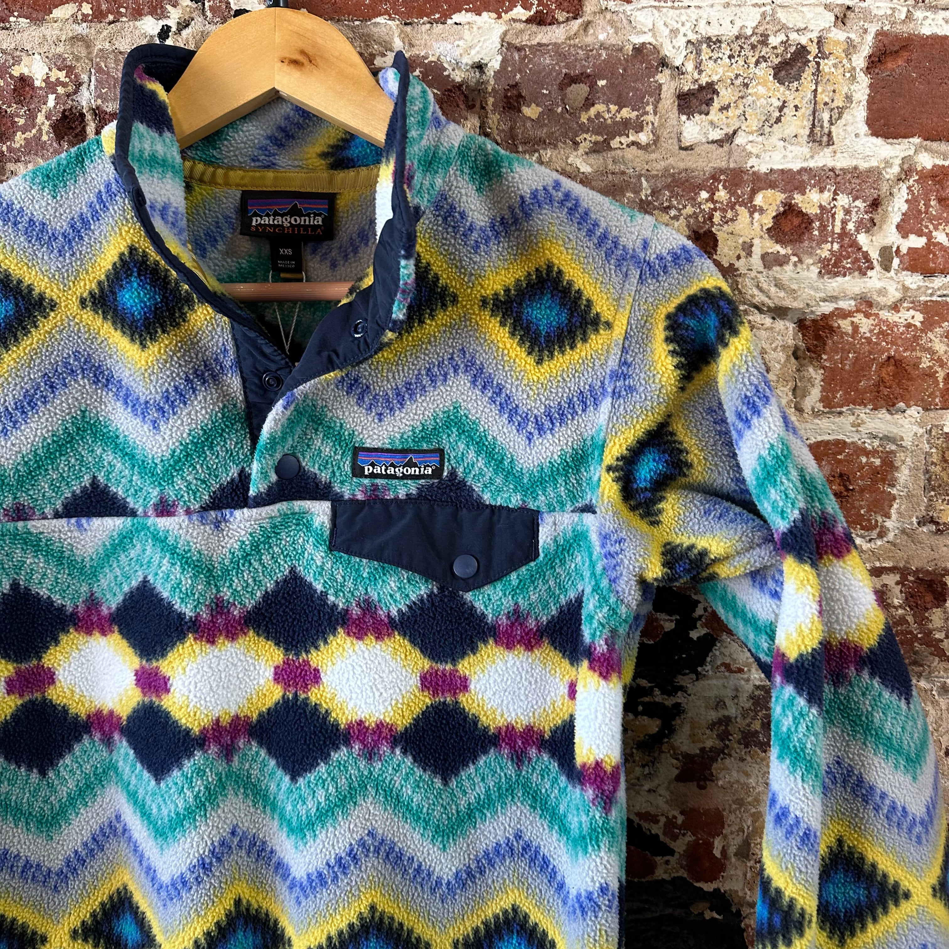 Patagonia Synchilla Womens Snap-T Aztec Fleece Jacket Pullover Size XXS