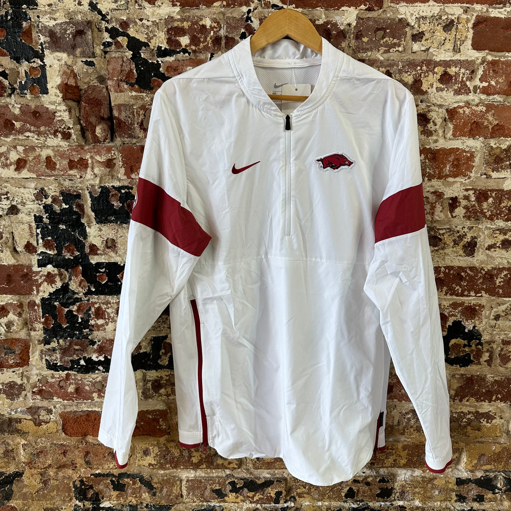 Nike Arkansas Razorbacks 1/4 Zip Sideline Pullover Jacket Mens Small White