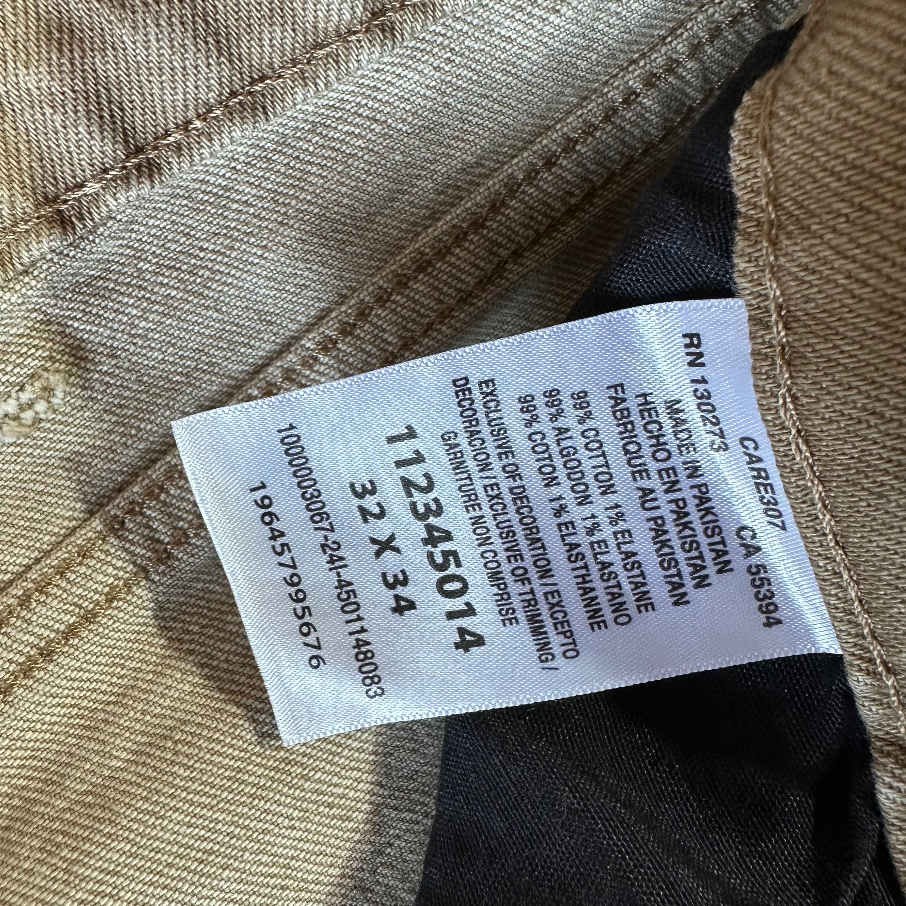 Wrangler Slim Straight Mens 32x34 Tan Jeans