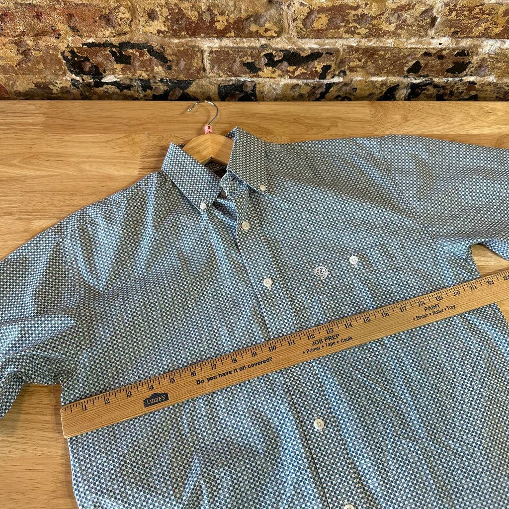 Wrangler George Strait Button Up Shirt Mens Small Western Short Sleeve Blue