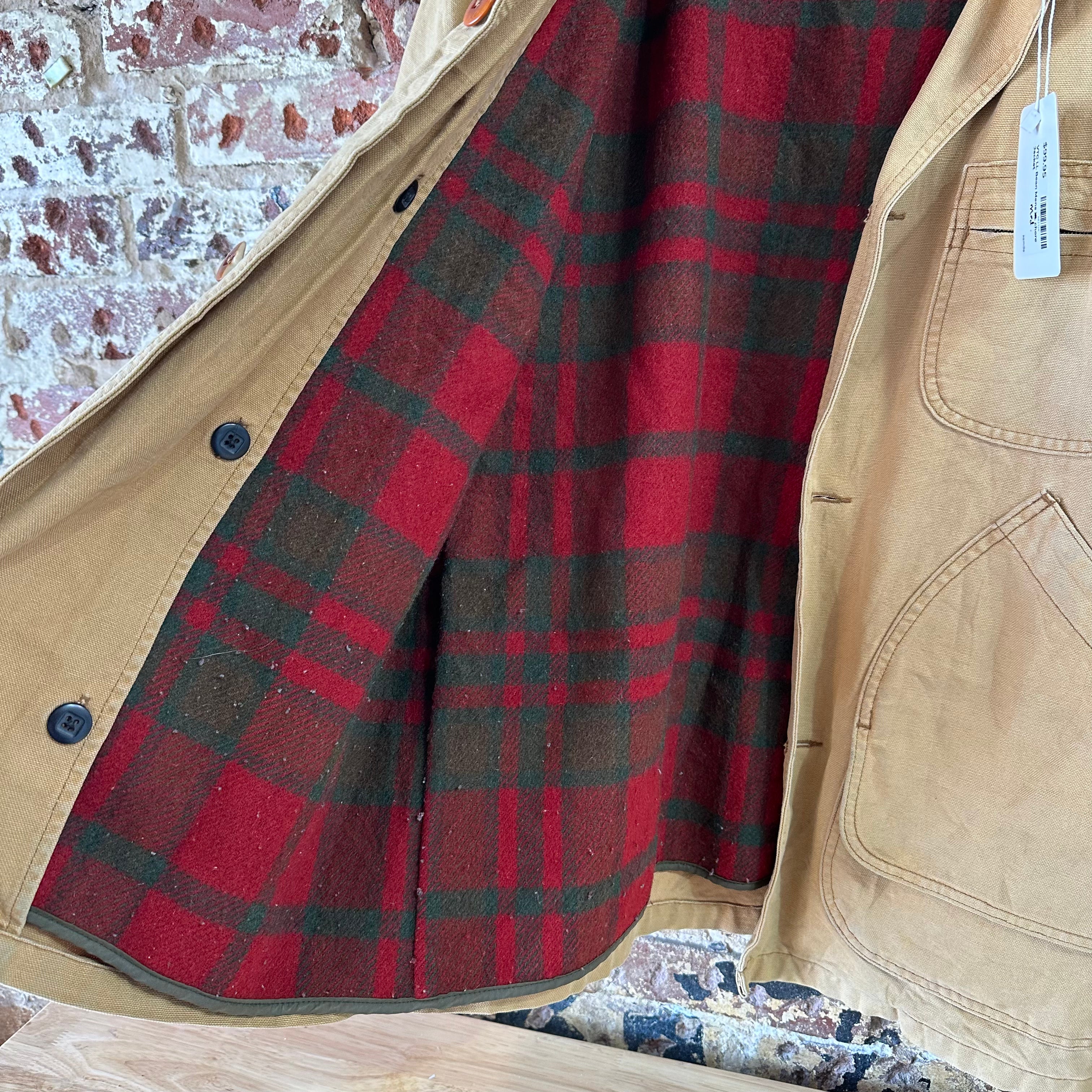 LL Bean Chore Jacket Mens Medium Canvas Barn Coat Lined Corduroy Collar&nbsp;