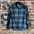 Carhartt Womens Medium Button Up Flannel Shirt Blue Plaid long sleeve