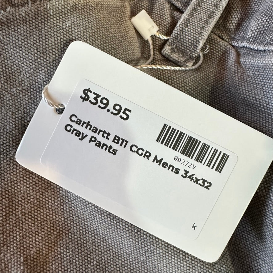 Carhartt Mens 34x32 Gray Pants