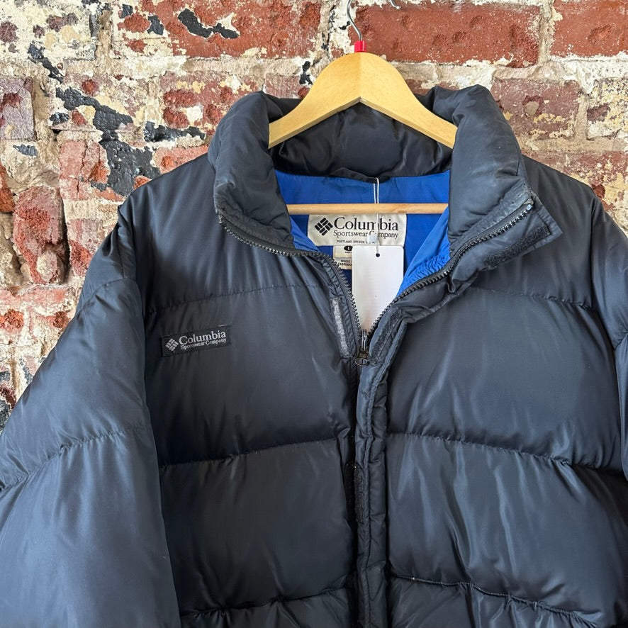 Columbia Men's Duck Down Puffer Jacket Black Full Zip