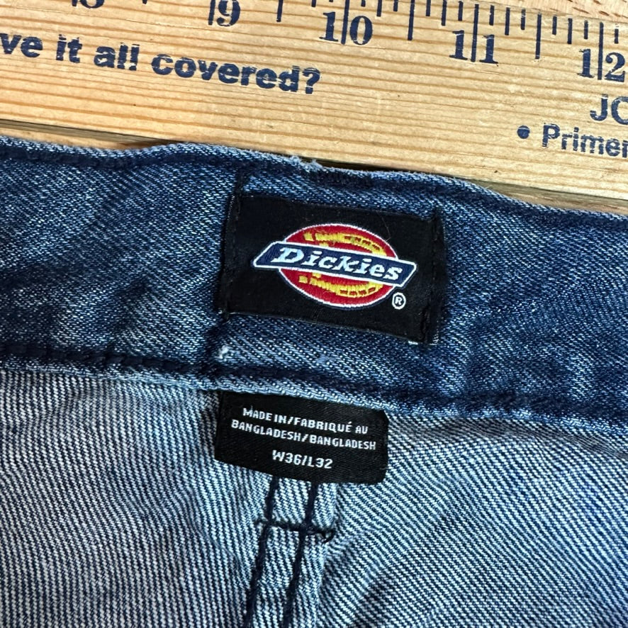Dickies Mens Double Knee Blue Denim Jeans Utility Pants Grunge Work 36x32