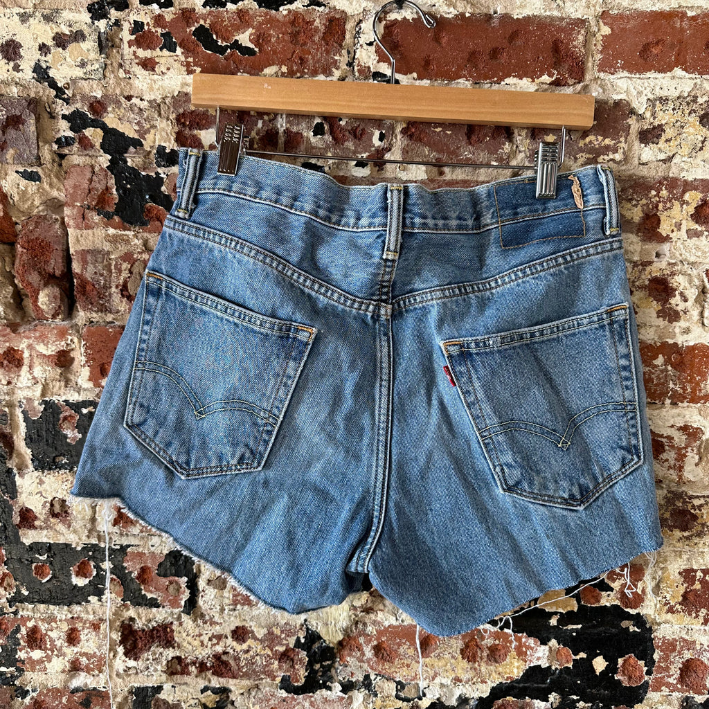 Levi's Cut Off Denim Blue High Rise Jean Shorts Womens 33 - 34x3"