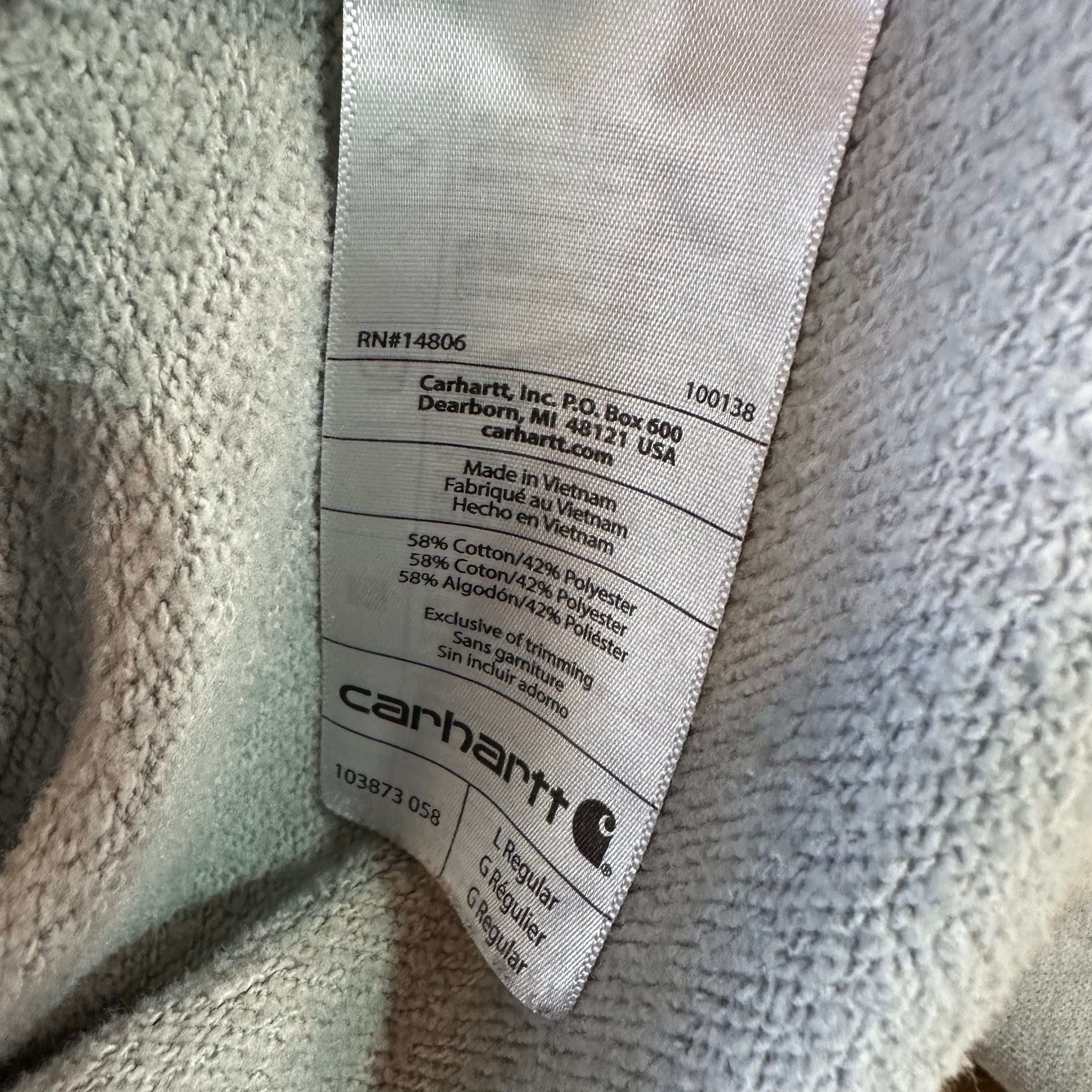 Carhartt Hoodie Sweatshirt Gray Mens Size Large Force Relaxed Fit Spellout