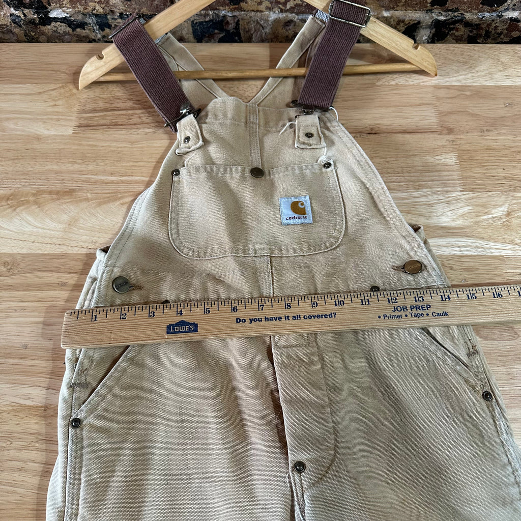 Vintage Carhartt Boy's Medium Brown Bib Insulated Overalls Double Knee Farm Bibs