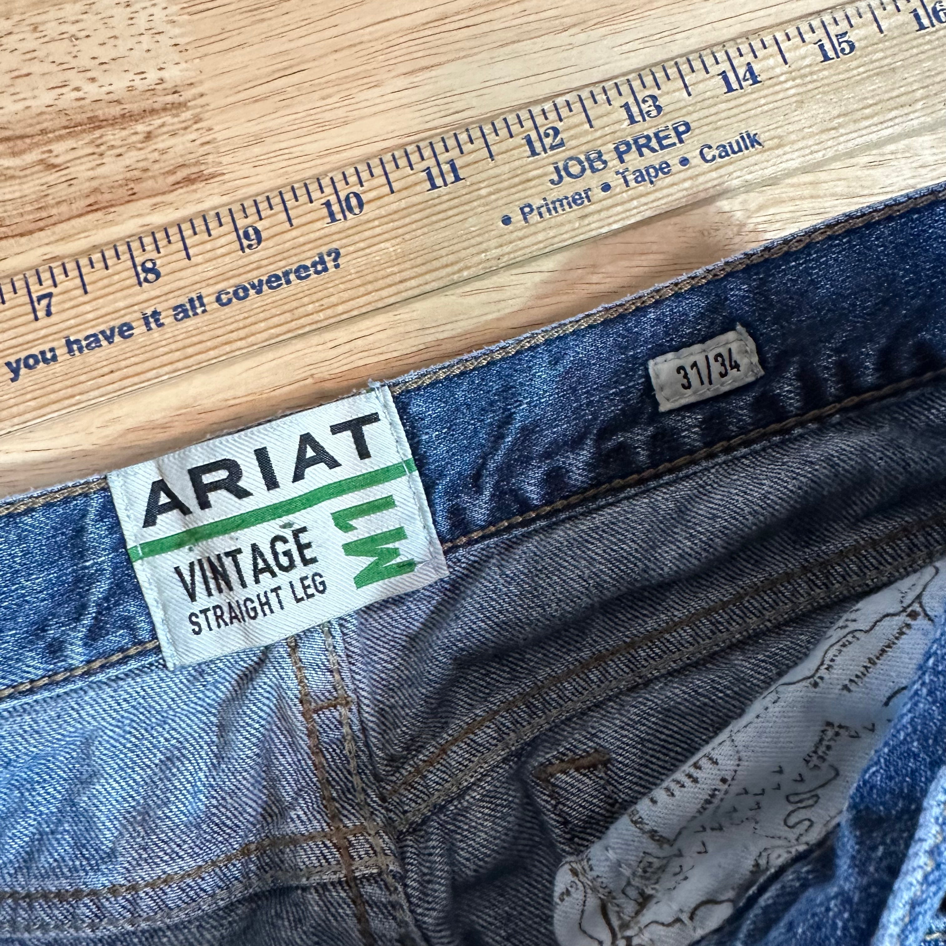 Ariat M1 Vintage Straight Blue Jeans Men's 31x34 Western Cowboy
