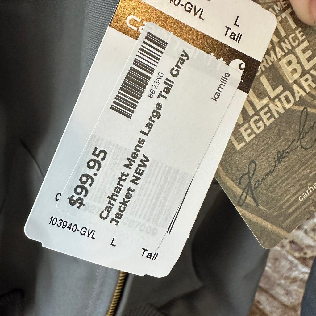 Carhartt Mens Large Tall Gray Jacket NEW