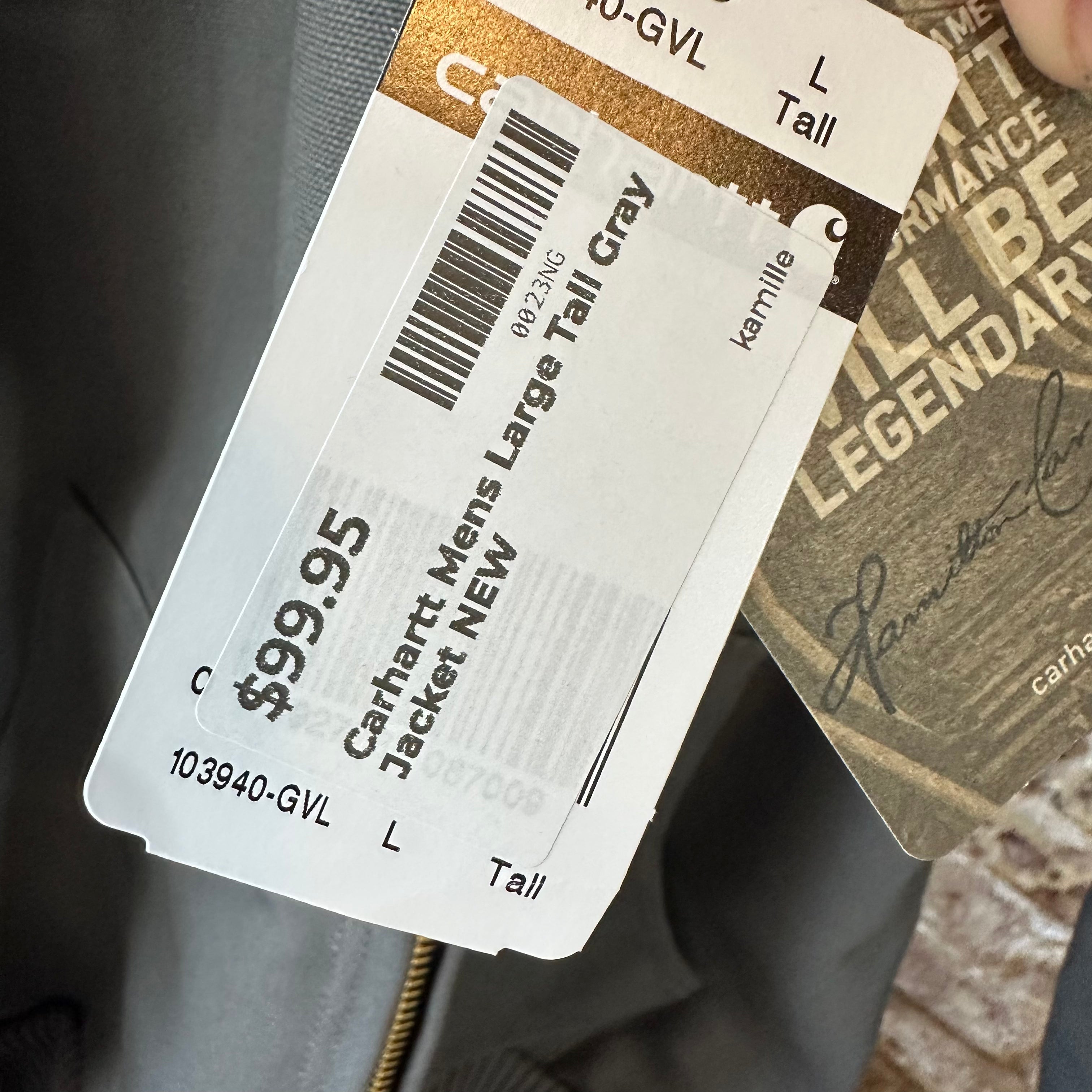 Carhartt Mens Large Tall Gray Jacket NEW