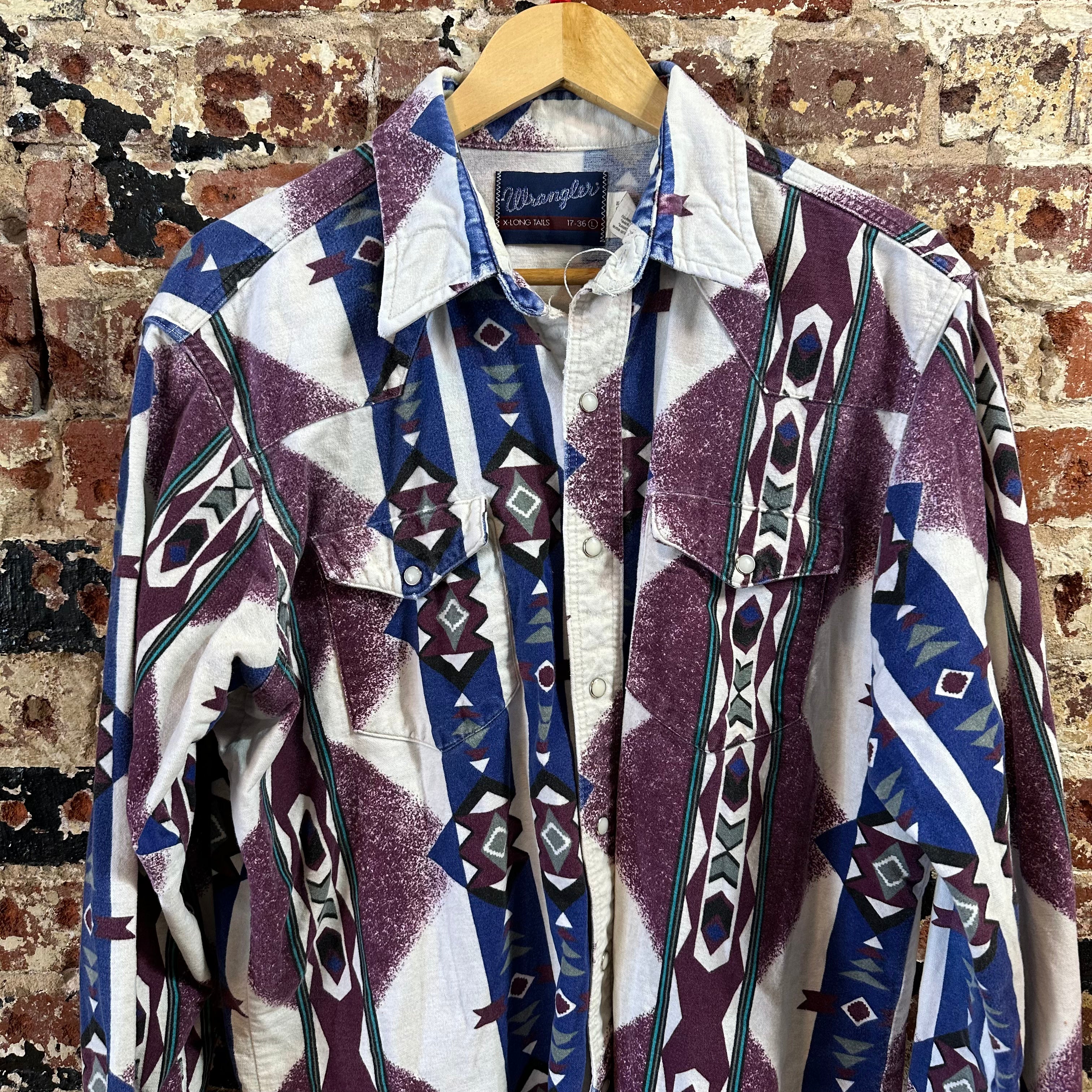 VTG Wrangler Men's Large Aztec Western Shirt