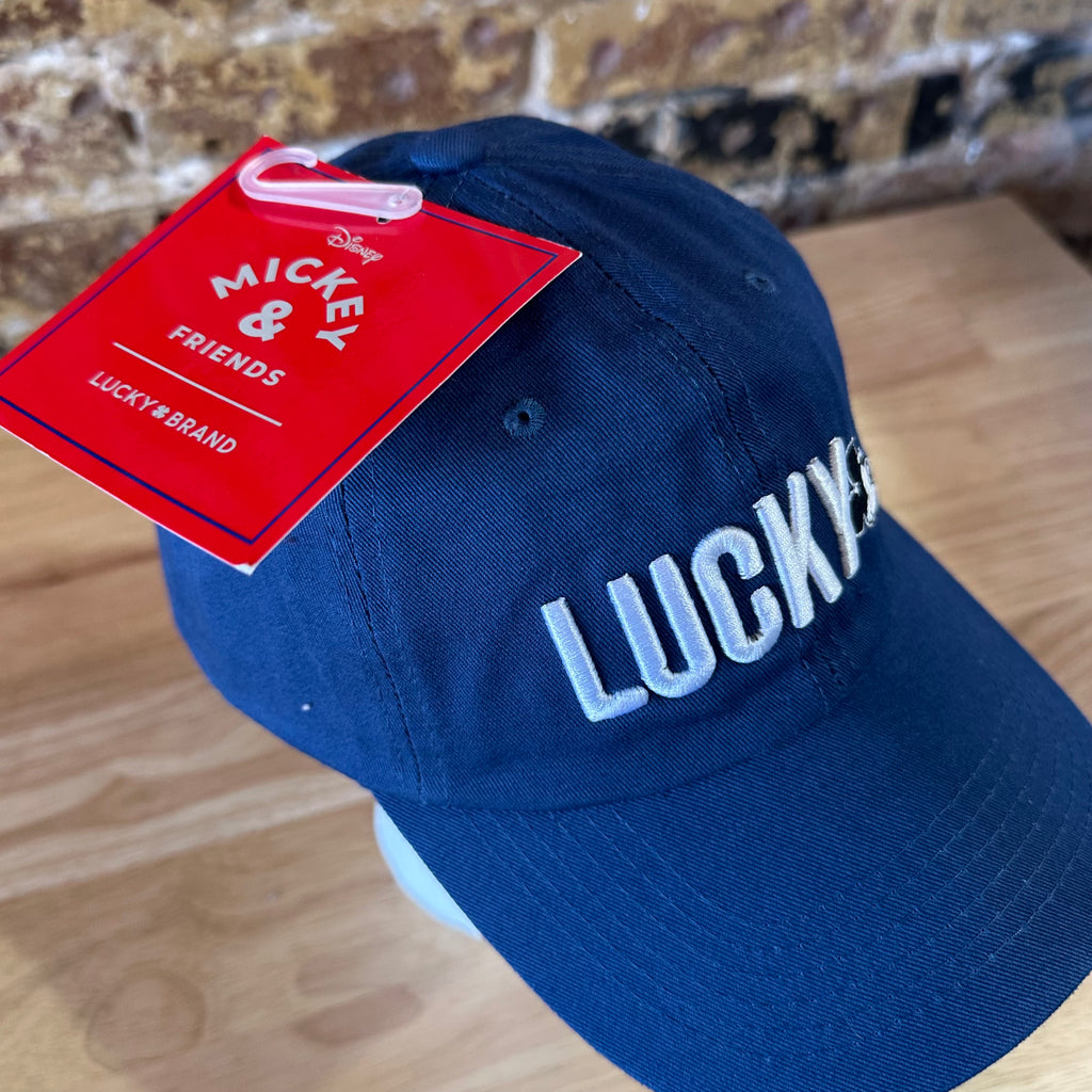 Lucky Brand Disney Mickey Mouse Navy Blue Embroidered Snapback Hat New NWT