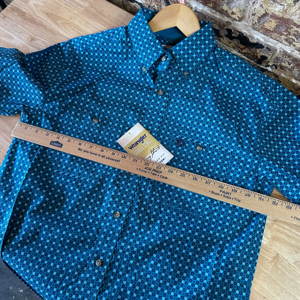 Wrangler George Strait Button Up Shirt Mens Small Western Blue NEW