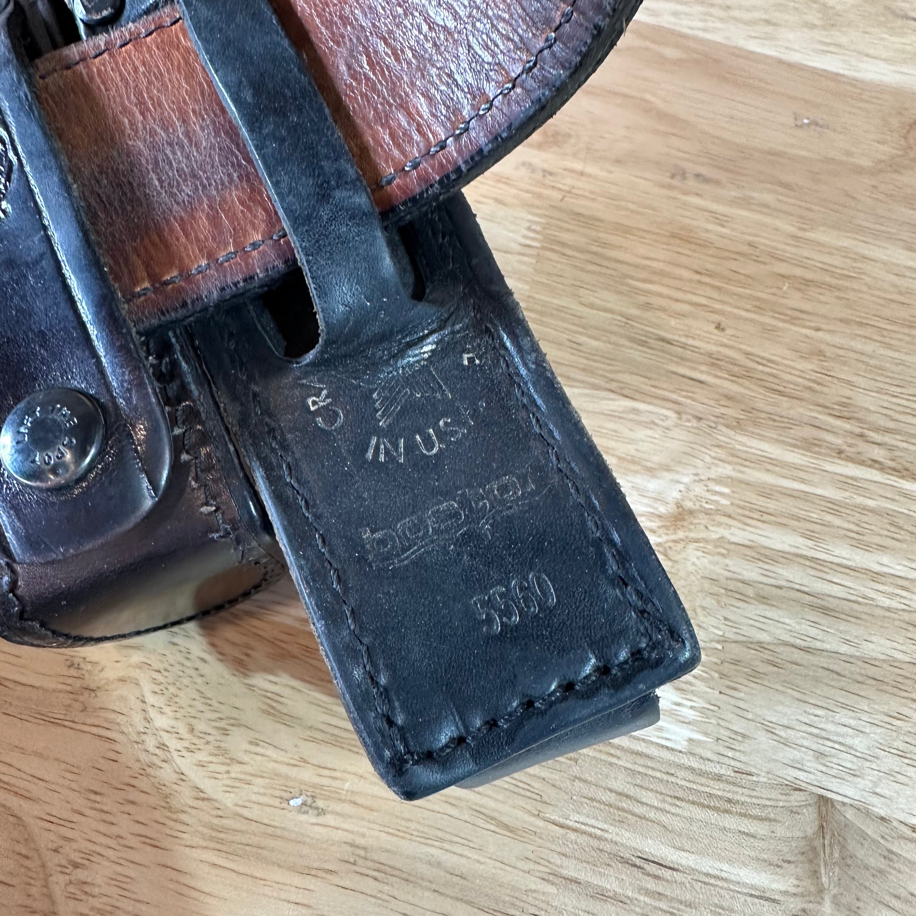 Vintage Strong Leather Revolver Holster Black Belt USA Made Duty Holders