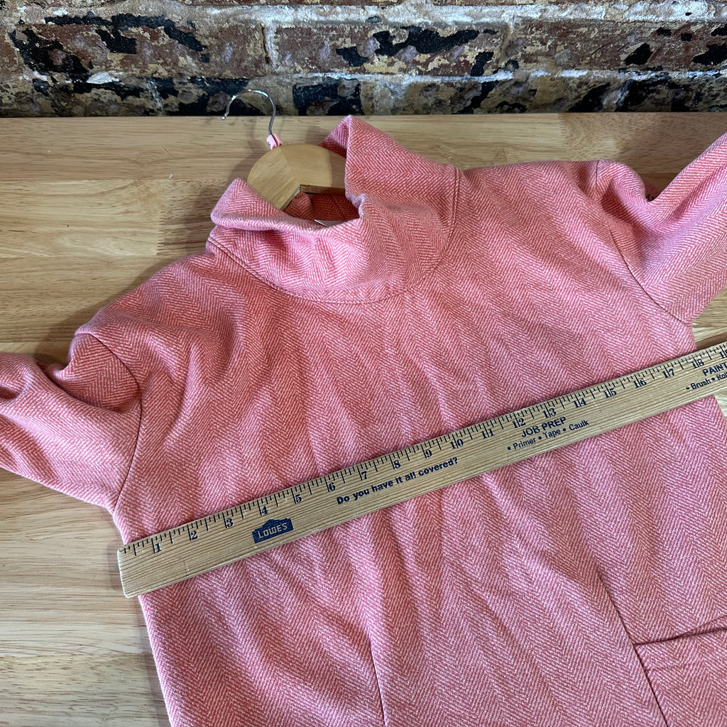 Columbia Womens Small Sweatshirt Pullover Pink Herringbone Lodge Funnel Neck
