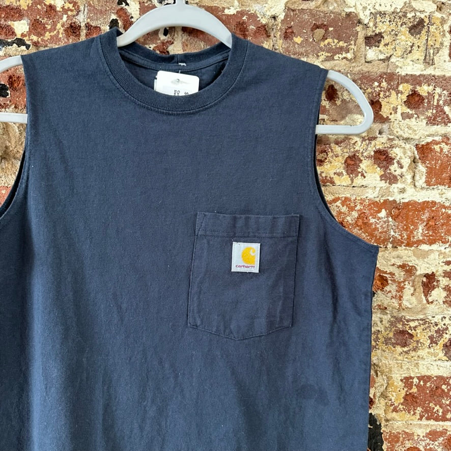 Carhartt Mens Small Sleeveless Blue T-Shirt