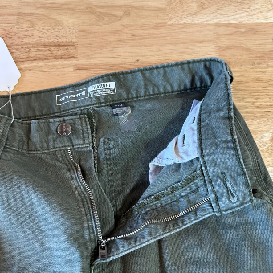 Carhartt Relaxed Fit Pants green rugged canvas work Mens 31x32 MOS