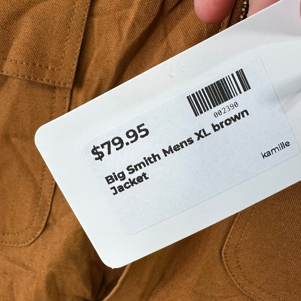 Big Smith Jacket Workwear Full Zip Men’s Sz XL Brown Canvas Heavy Insulated