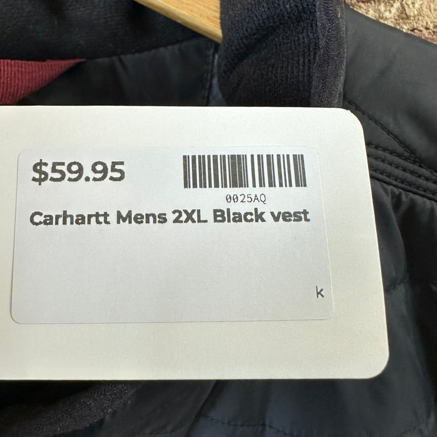Carhartt Puffer Vest Rain Defender Mens 2XL Black Zip Up Relaxed - logo