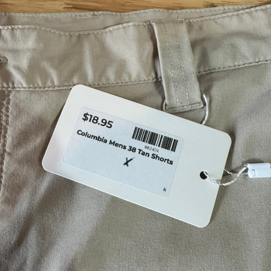 Columbia PFG Shorts Mens 38 Tan Fishing Outdoor Hiking 9.75" inseam