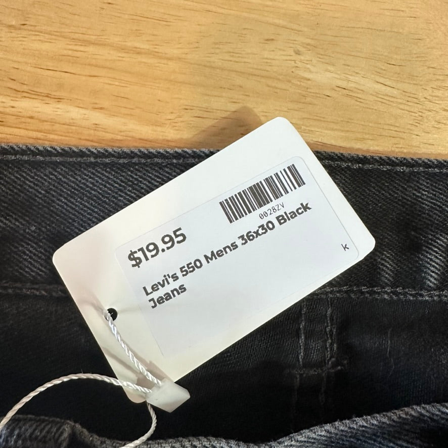 Levi's 550 Mens 36x30 Black Jeans
