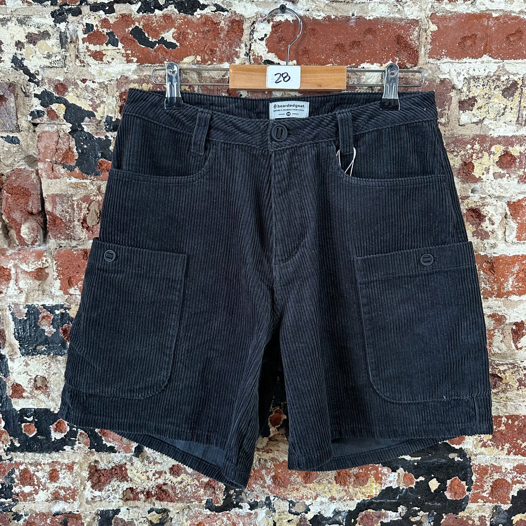 Bearded Goat Mens 28 Black Corduroy Shorts