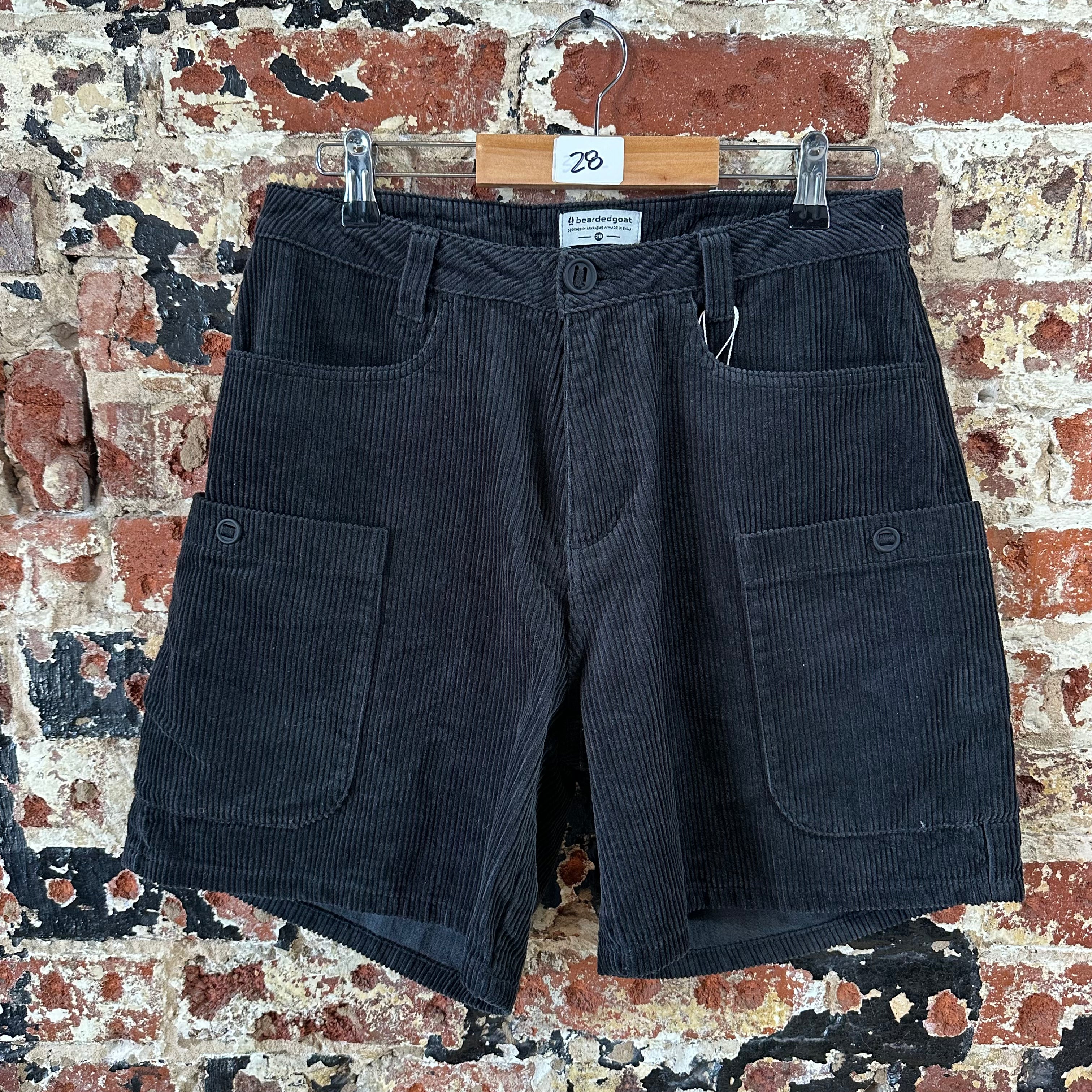 Bearded Goat Mens 28 Black Corduroy Shorts