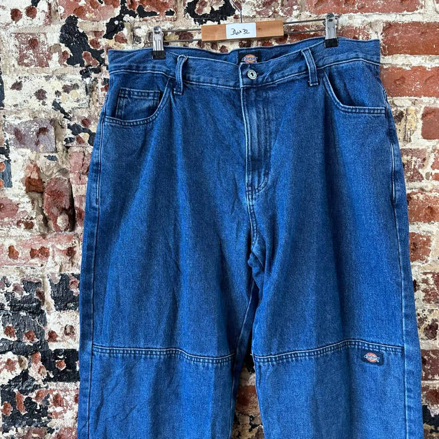 Dickies Mens Double Knee Blue Denim Jeans Utility Pants Grunge Work 36x32