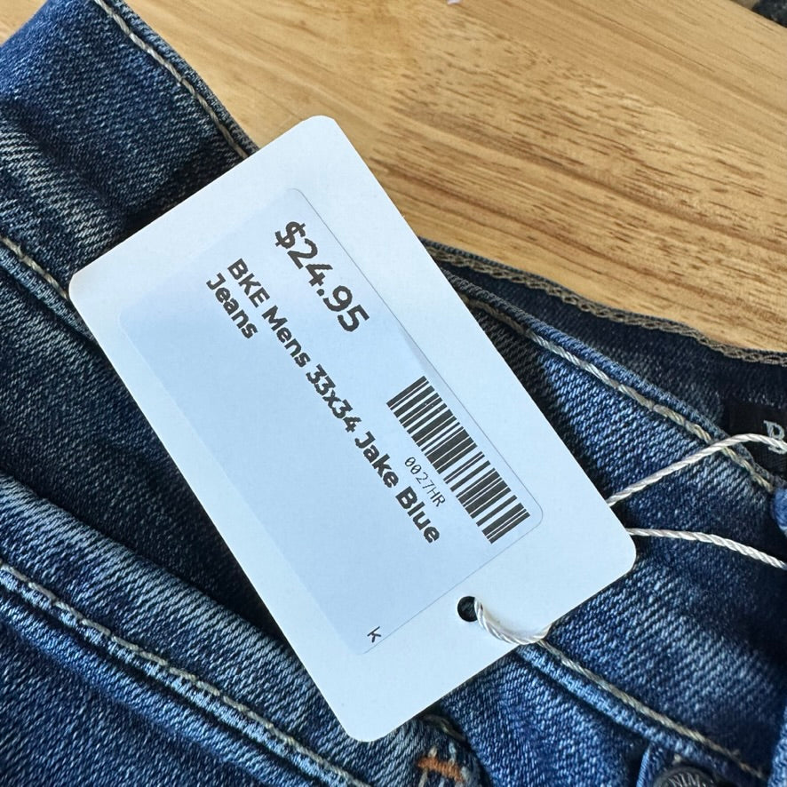 BKE Jake Mens 33x34 Blue Jeans