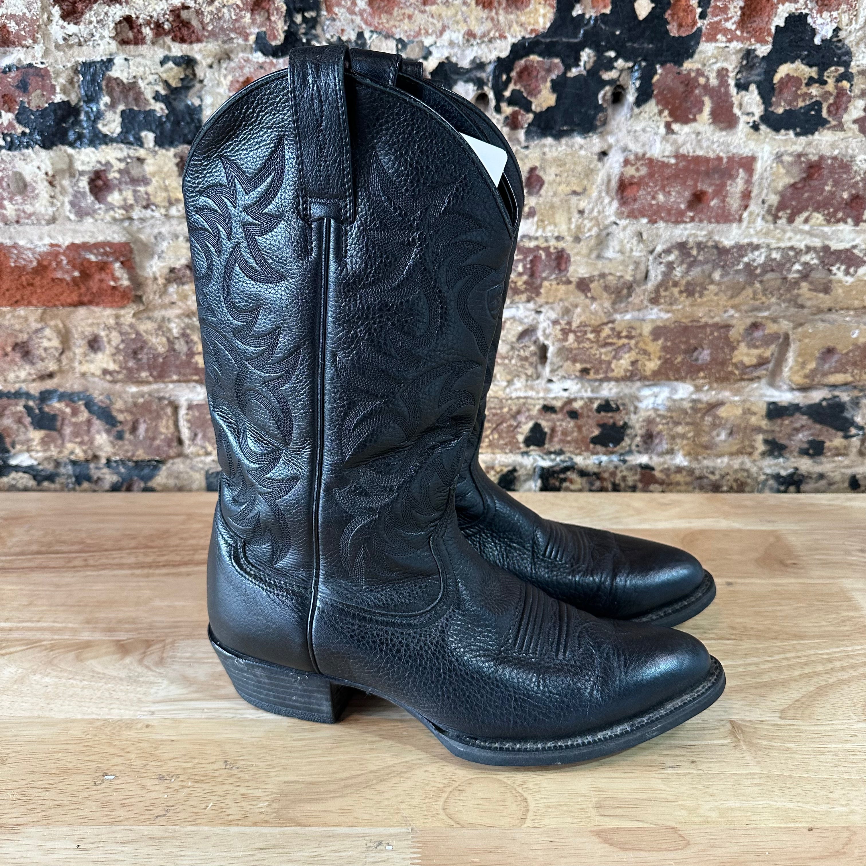 Ariat Heritage Mens Western Black Deertan Leather Cowboy Boots 34770 -Size 9.5 D