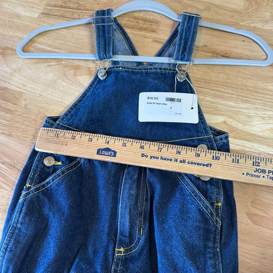 Girls 2T Jean Bibs