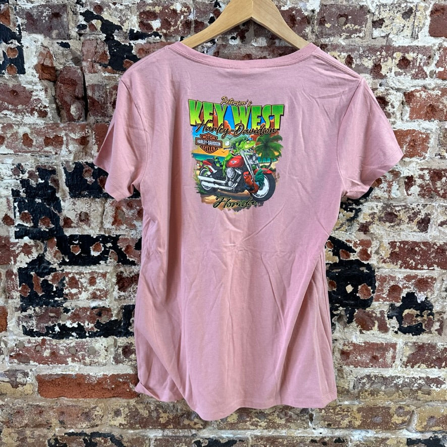 Harley Davidson Women's XL Short Sleeve Pink T-Shirt V-Neck NEW