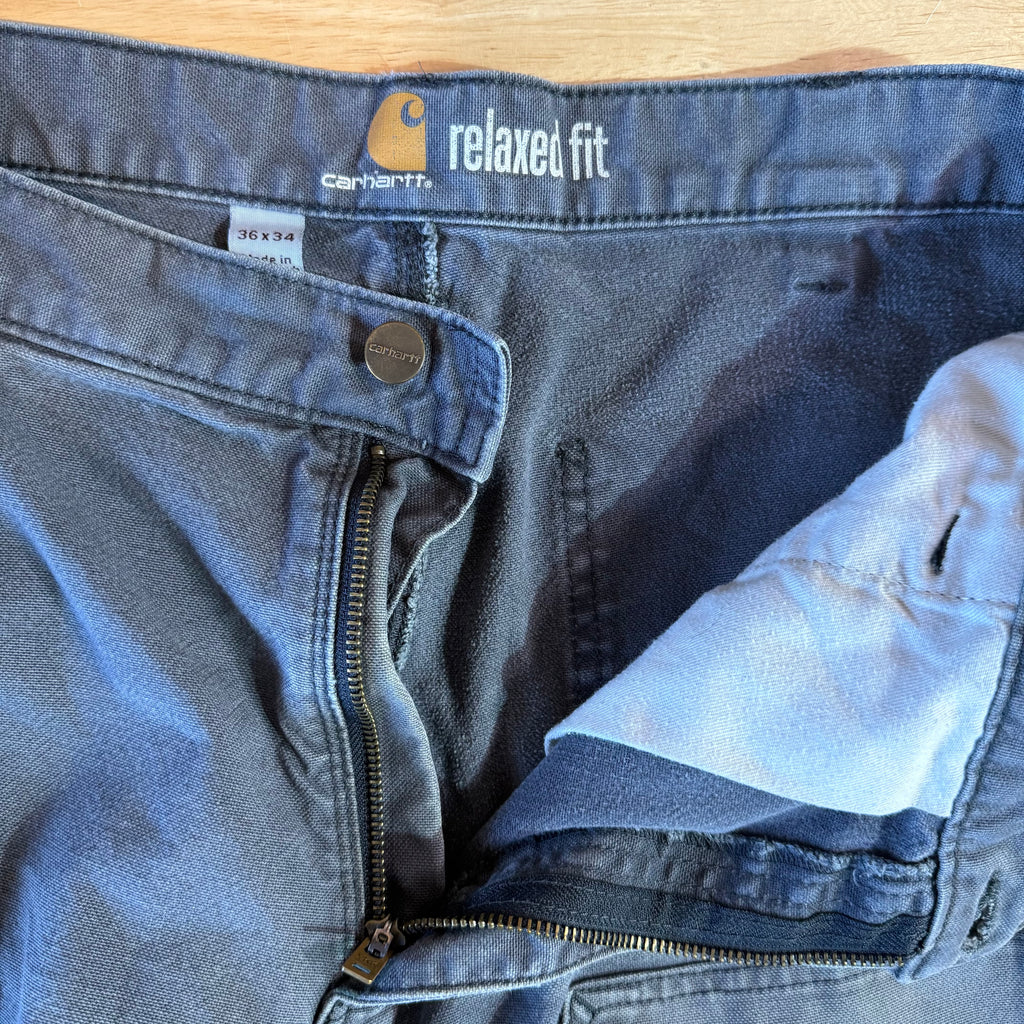 Carhartt Double Knee Gray Pants Mens 36x34