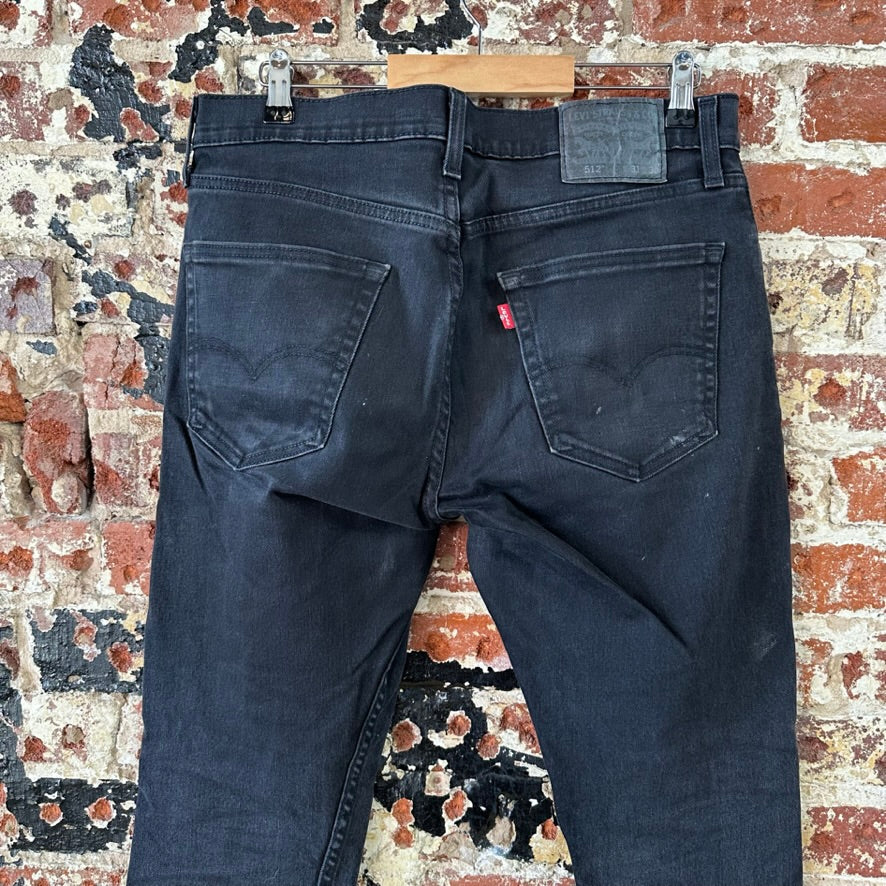 Levis 512 Slim Tapered Jeans Mens 31x30 Black (measures 34x28.5)