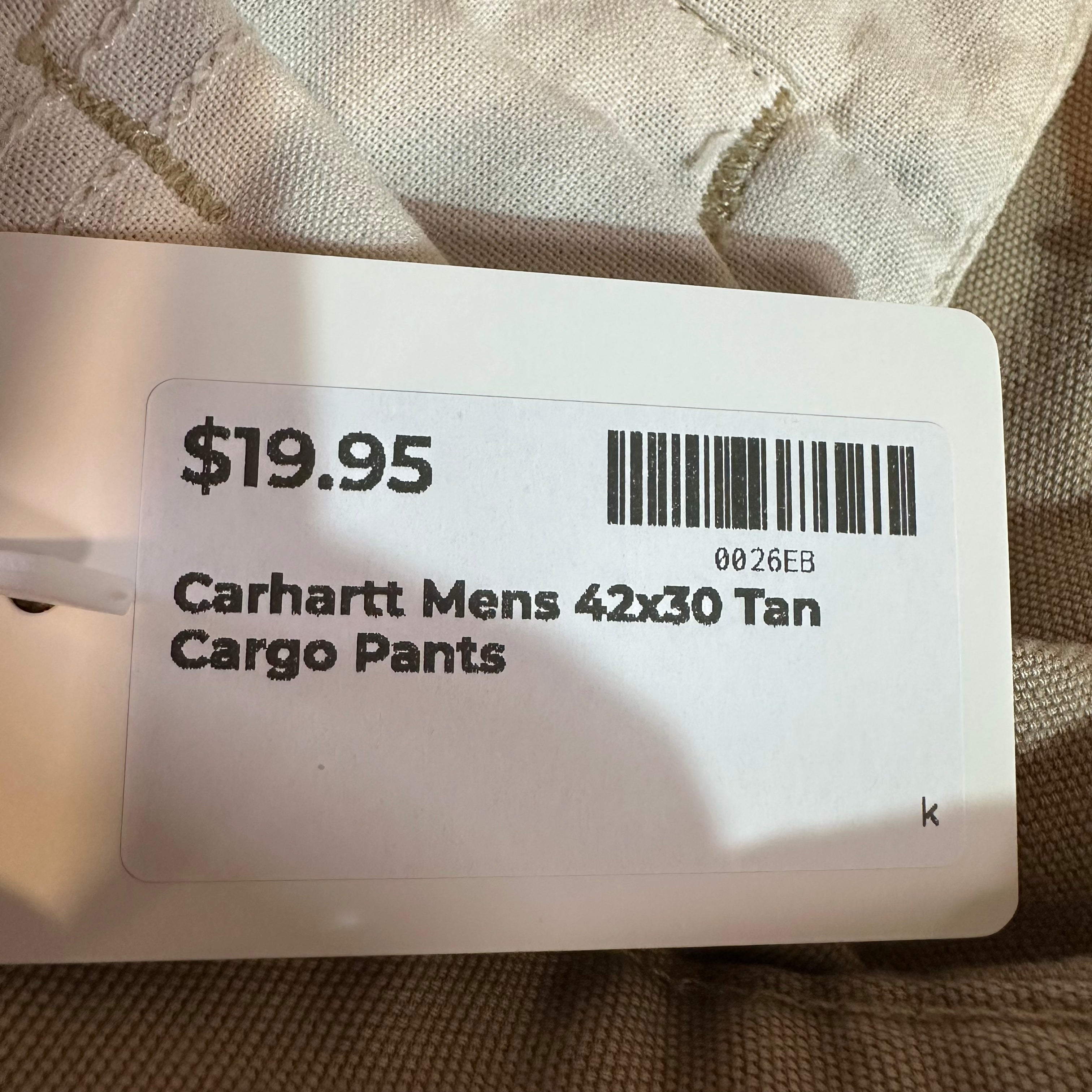 Carhartt Mens 42x30 Tan Cargo Pants